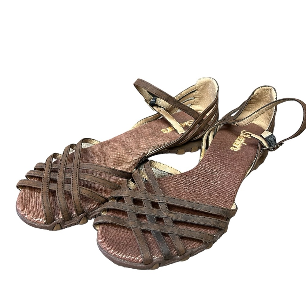 Skechers Brown Leather Adjustable Ankle Strap Sandals size 7
